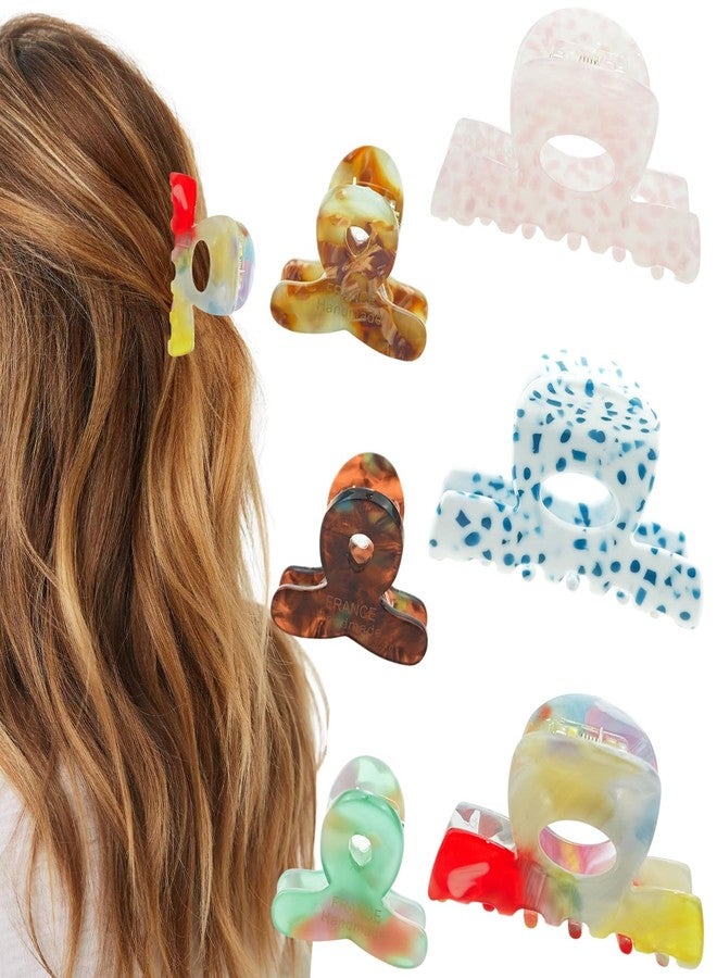 Capiant 6 Pack Small Acetate Claw Clips for Women - French Non-Slip Mini Jaw Clips, Half-Up Hair Accessories for Thin & Thick Hair - Image 1